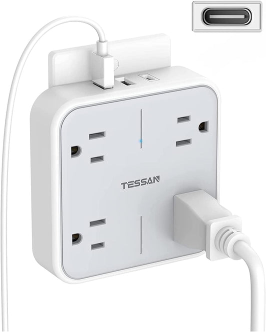 TESSAN 4 Multi Plug Outlet Splitter with USB Ports