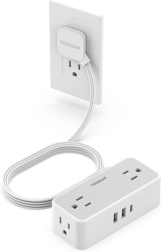 TESSAN Surge Protector Flat Extension Cord