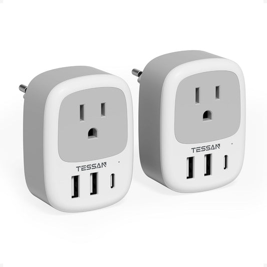 TESSAN Type C Plug Adaptor with 1 Outlet and 3 USB Ports