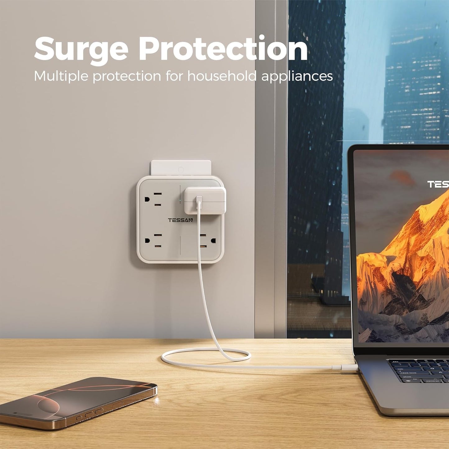 TESSAN 4 Multi Plug Outlet Splitter with USB Ports