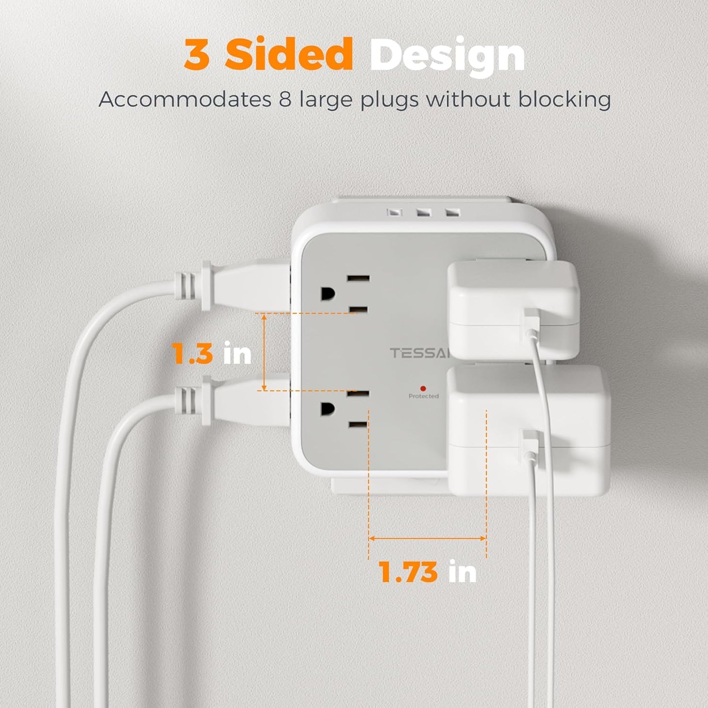 TESSAN 900J Surge Protector Plug Extension Block