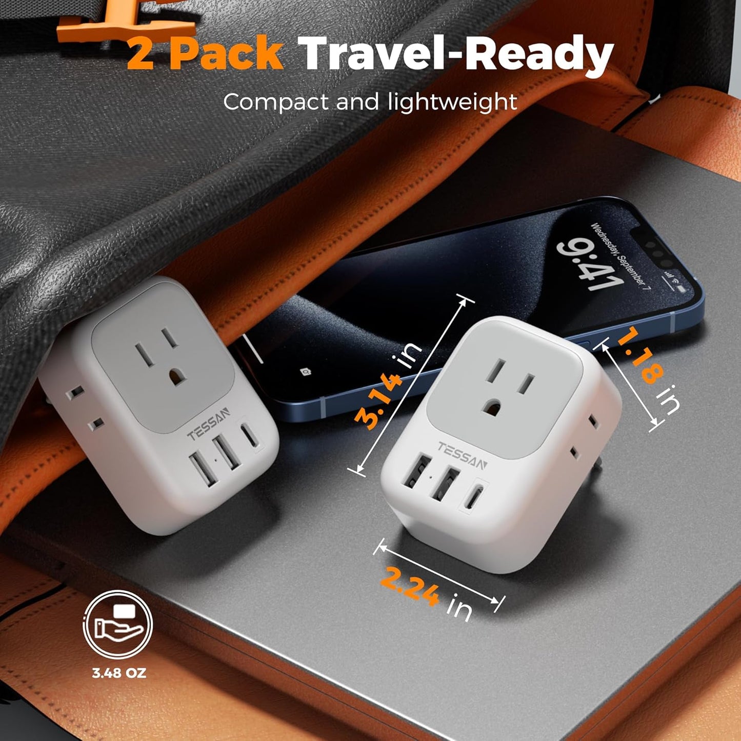 TESSAN Canada to Europe Plug Adapter with 4 AC Outlets
